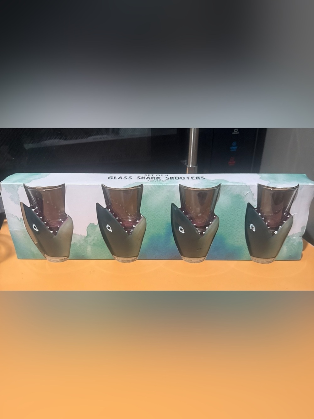 Glass Shark Shooter Set - Gray Shark Design (Set of 4)